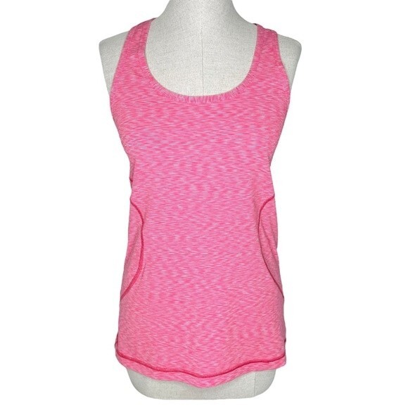 Zella Tops - Zella Racerback Tank Top sz M * Pink Striped Scoop Neck Hip Length Workout Gym